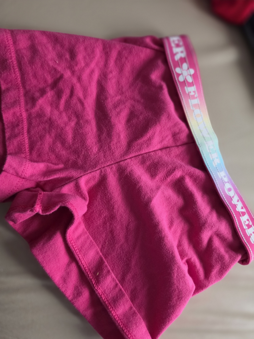 Hot Pink Boxer Briefs with Rainbow 'Flower Power' Waistband